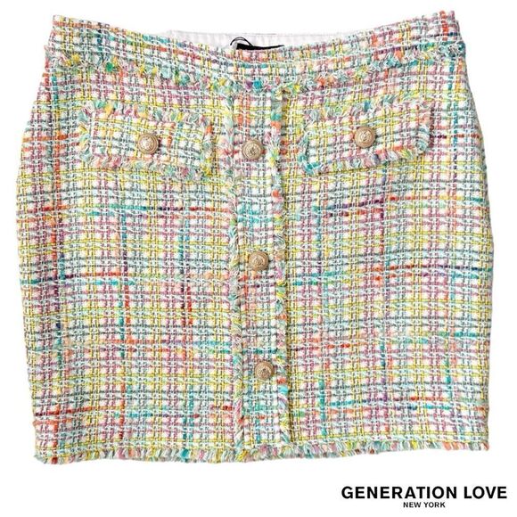 Generation Love **NWT** Sandra Tweed Skirt in Rainbow - Picture 12 of 14